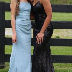 Dillards Glittery Light Blue Prom/Formal Dress